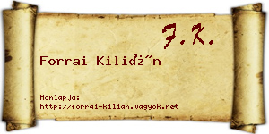 Forrai Kilián névjegykártya
